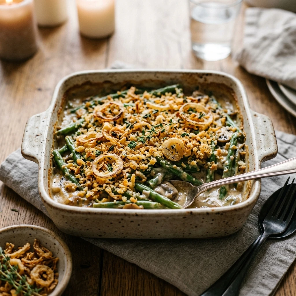 Creamy Vegan Green Bean Casserole