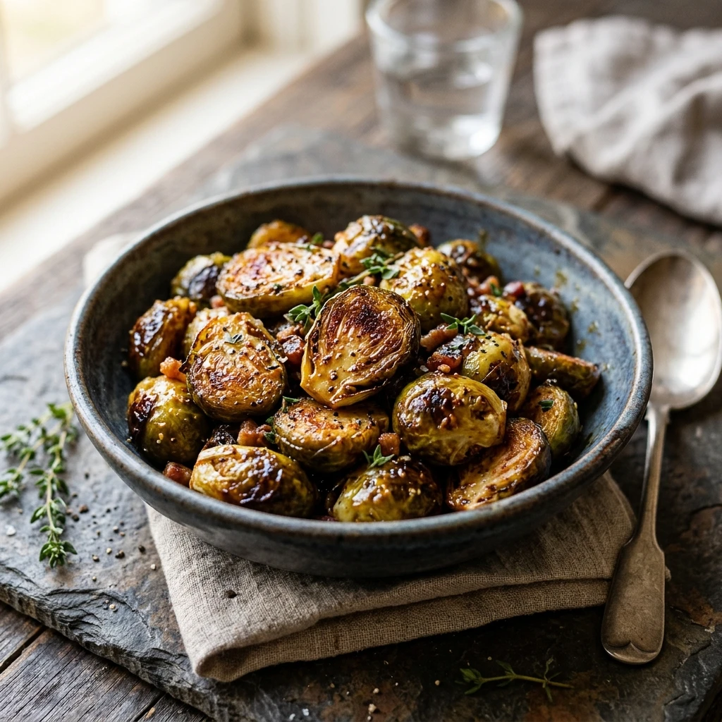 Crispy Brussels Sprouts with Maple-Mustard Glaze