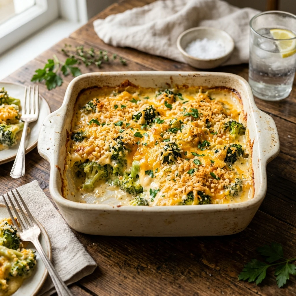 Easy & Creamy Broccoli Cheese Casserole