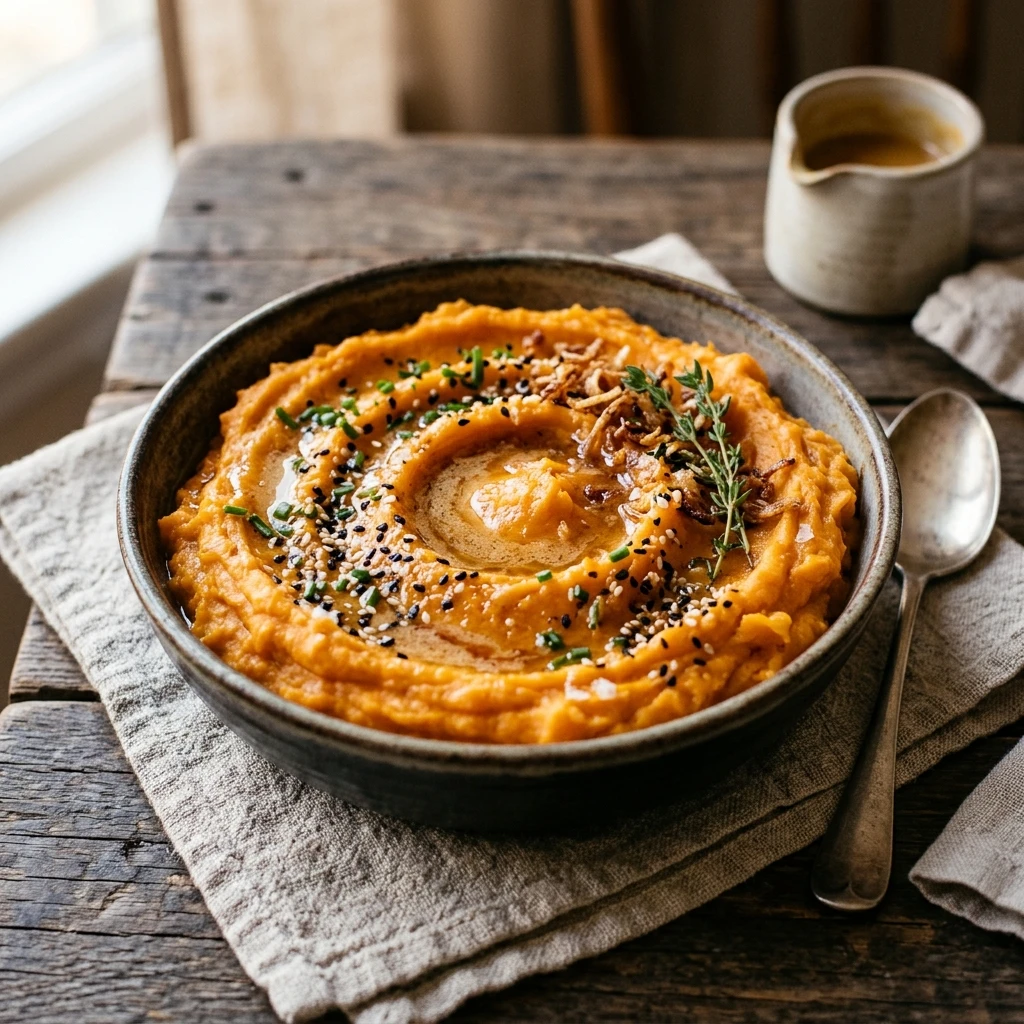 Mashed Sweet Potatoes with Miso Butter