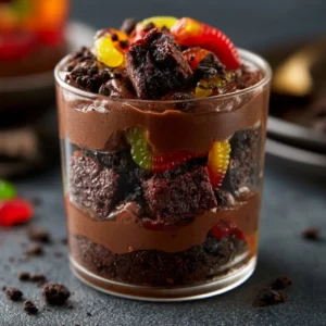 Brownie Dirt Pudding Halloween Dessert