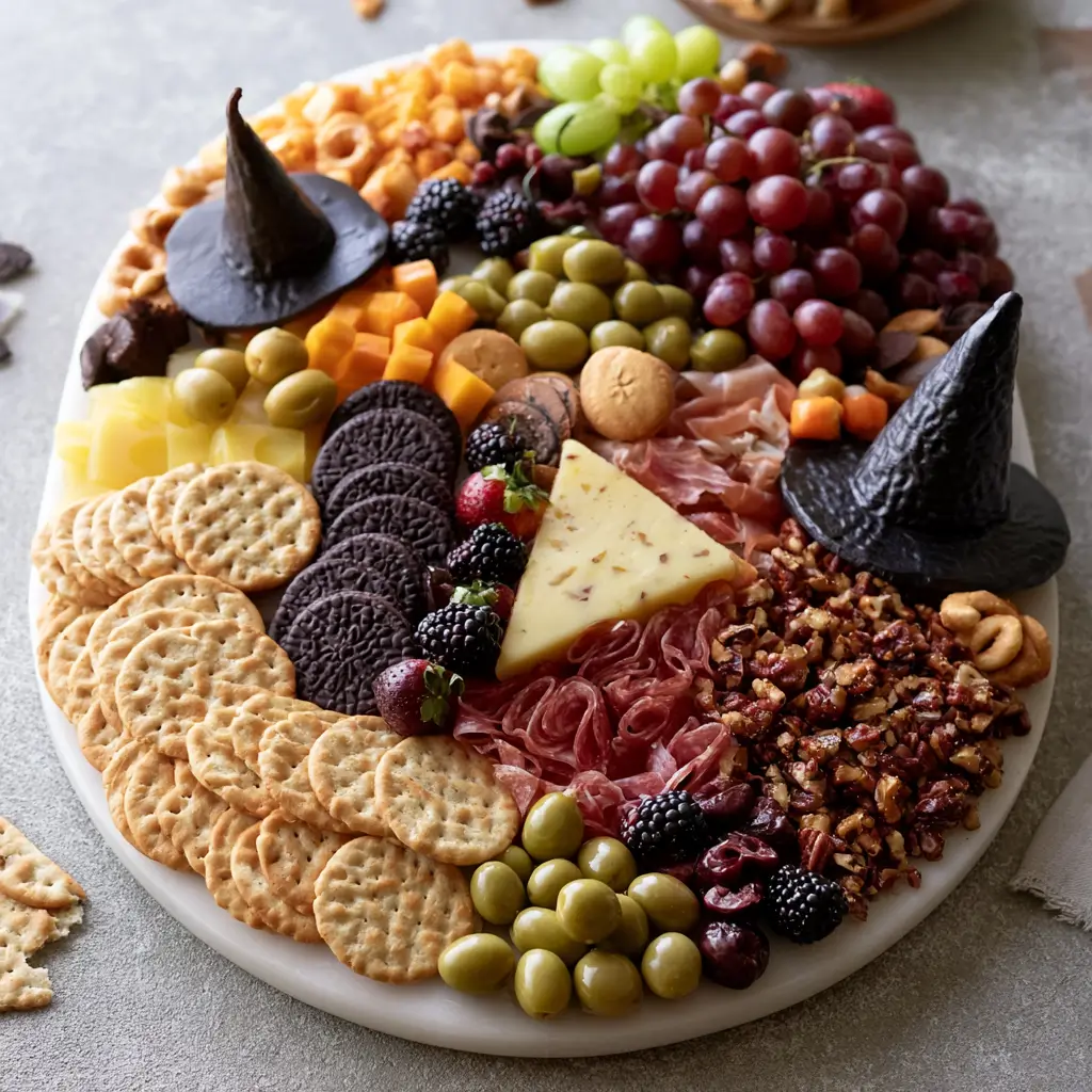 Festive Halloween Cheese Board Witch Hat Party Platter