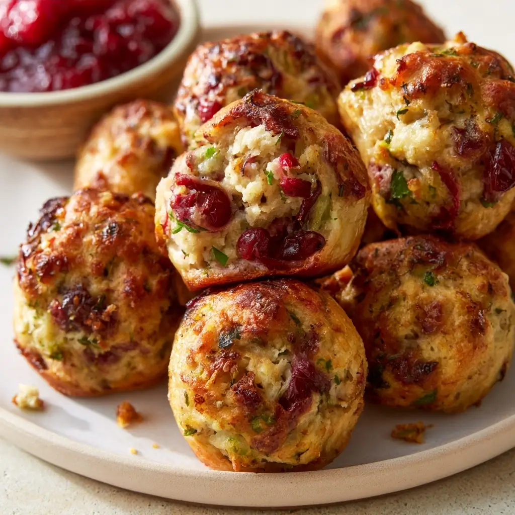 Cranberry Turkey Stuffing Balls | Thanksgiving Appetizer