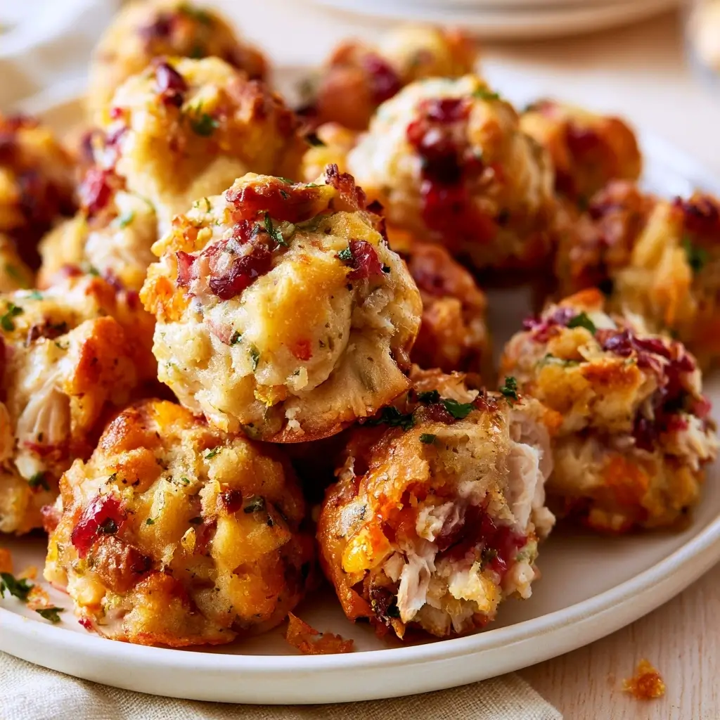 Savory Turkey Cranberry Stuffing Bites Appetizers For Thanksgiving